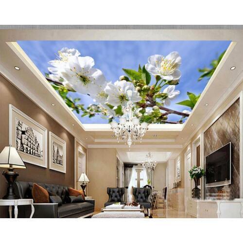 Wallpaper 3d ceiling Sky cloud tree leaves orchid landscape ceiling murals Home Decoration room modern wallpaper