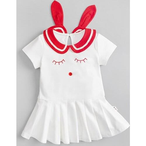 Princess Dress Outfits Summer Girl White Dresses Korean Birthday Party Kids' Rabbit Skirt Childrens Casual Clothing платье 2021