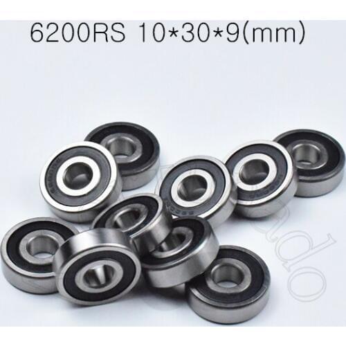 6200RS 10*30*9(mm) 1Piece bearings ABEC-5 rubber sealing bearings 6200 6200RS chrome steel deep groove bearing