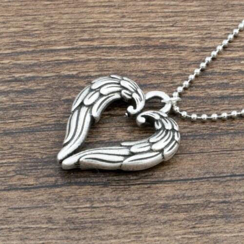 Angel Wing Pendant Necklace For Men Double-Sided Loved Heart Shape Wings Necklace Sanlan Jewelry