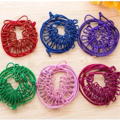 Clothesline with clips travel portable retractable windproof clothesline 12 clips clothesline