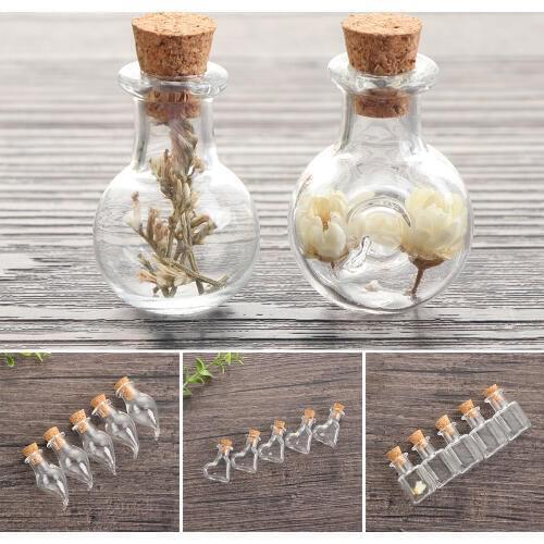 5Pcs Cork Stopper Mini Glass Wishing Bottle Empty Sample Jars DIY Pendants Storage Vial Wedding Home Decoration Supplies