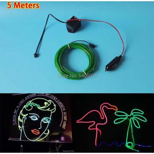 5 Meters Diameter 2.3mm EL Wire with DC12V Converter Blink Cold Light Led Neon Strip Carnival Party Holiday DIY Decoration