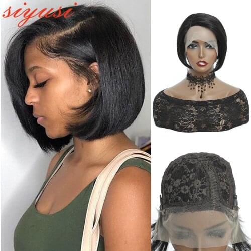 Straight Short Wigs For Women Human Hair 13x1 HD Lace Natural Hair Wig 100% Transparent Lace Frontal Wig L Part Lace Closure Wig
