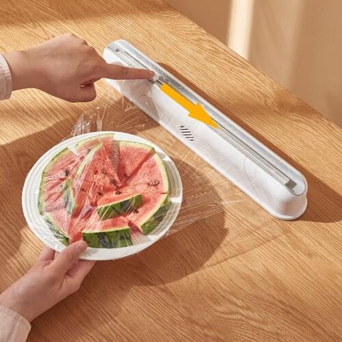 Adjustable Cling Film Cutter Foil Sharp Cutter Wall-mounted Suction Cup Food Storage Wrap Dispenser Cutter Home Kitchen Tools