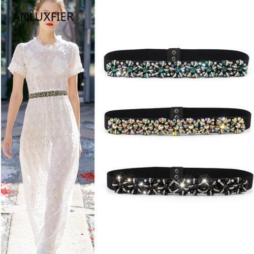 J105 Girls Crystal Belts Water Drill Handmade Waistbelts Manual Belt Women Decoration Belts Fashion Coat Dress Waistband