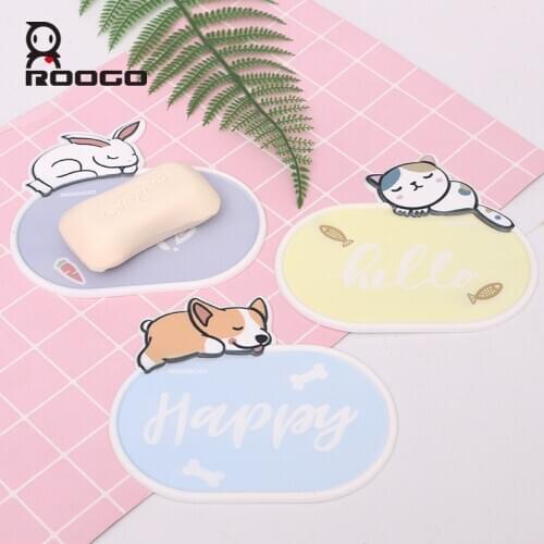 Roogo Soap Pad The Sweet Dreaming Minor PVC Flexible Glue Non Slip Soap Mat Bathroom And Washstand Use Home Decoration Series