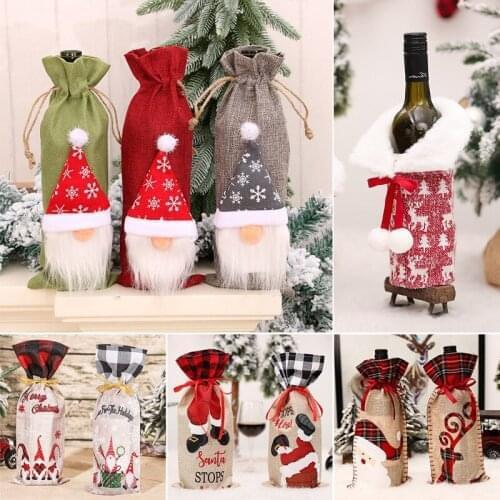 Christmas Faceless Wine Bottle Cover Merry Christmas Decorations for Home 2021 Christmas Ornament Table Decor Navidad Xmas Gifts