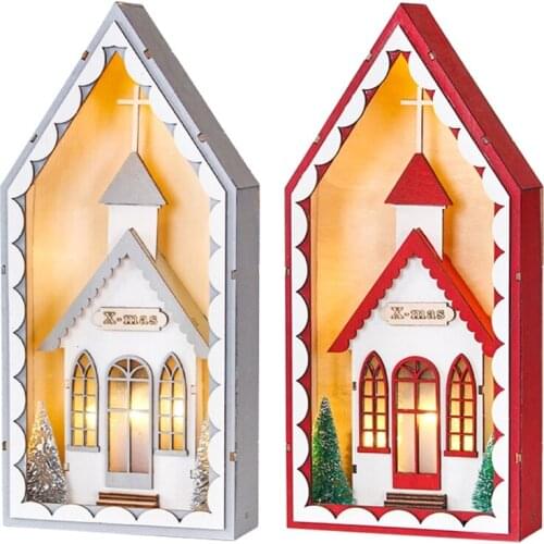 Christmas Tree LED Luminous Cabin Snow House Decorations DIY New Year Gift for Window Creative Indoor Outdoor Ornament