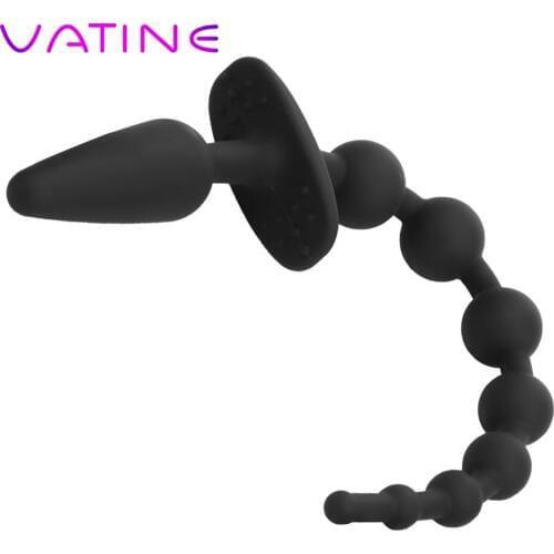 VATINE G-spot Stimulation Silicone Anal Bead Tail Plug Butt Plug Sex Toys For Men Women Prostate Massager Double Head