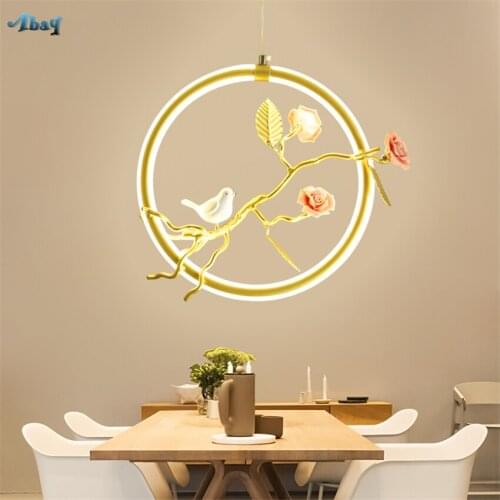 Modern Chinese Round Bird Pendant Lights Dining Room Living Led Design Bar Set Lamps Hanging Lighting Art Deco Lighting Fixtures