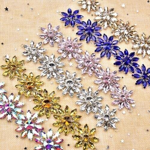 High Quality Crystal Bridal Belt Rhinestone Applique Strass Flower Motif Trim Chain Sewing on Garment Shoes Bags DIY