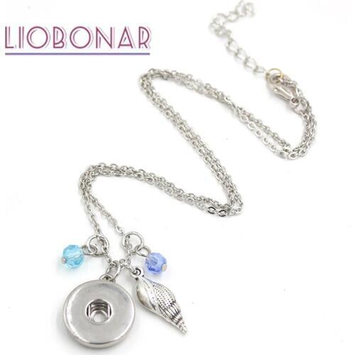 10pcs New Wholesale DIY Snap Jewelry Conch Pendants Necklace Ocean Snap Necklace Fit 18mm Button Jewelry Bijoux Collar Collier