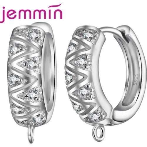 High Quality Geometric Patterns 925 Sterling Silver Hoop Earrings Fine Earring Findings For Women Female Party Jewelry