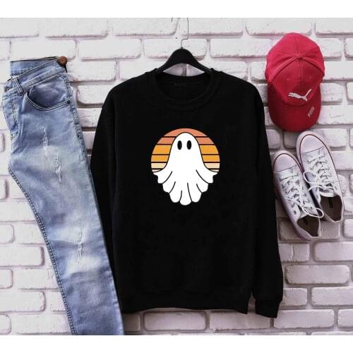 Halloween ghost women fashion pure cotton hipster vintage young graphic grunge tumblr horror holiday gift pullovers gift clothes