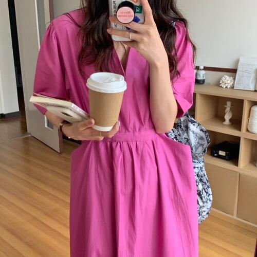 Alien Kitty Brief Lady Solid V-Neck Oversize Chic 2021 Femme Streetwear Vestidos Gentle New Summer Hot Sale Slim Long Dresses