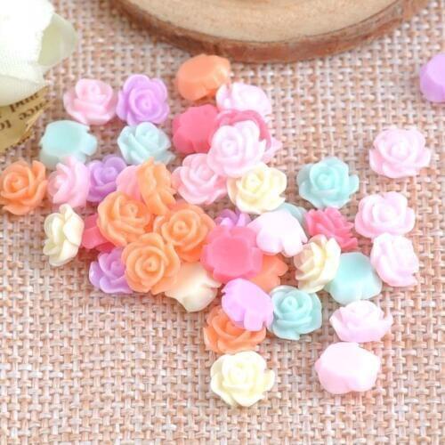 100PCS Candy Rose flatback Resin Cabochons Scrapbook Craft 6mm DIY buttons phone decor Headwear accessories CP1482