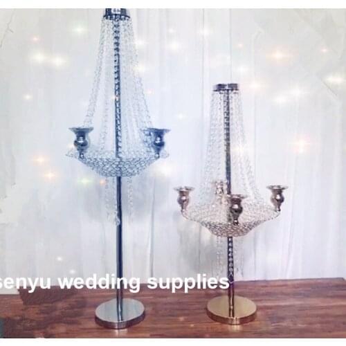 12pcs/lot New style 5 arms wedding centerpiece crystal candelabra and flower stand for table decor senyu0401