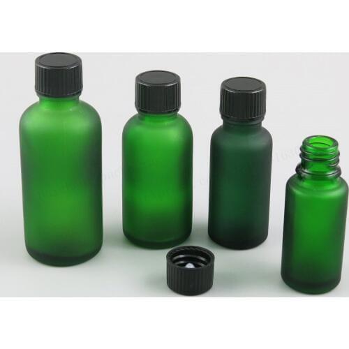 12 x Refillable 100ml 50m 30ml 20ml 15ml 10ml 5ml Frost Green Glass Bottles with Phenolic Cone Cap 1oz Green Cosmetic Container