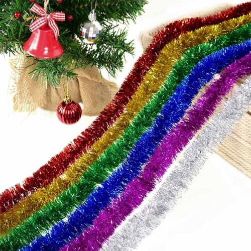 2.3m Multicolor Christmas Tinsel Garland Christmas Tree Ornaments Hanging Foil Streamer Natal Navidad New Year Xmas Decoration