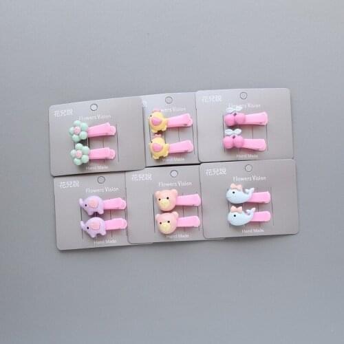 2PCS Lovely New Cartoon Chicken Giraffe Animals Girls Kids Hairpins Children Hair Accessories Princess Headwear Hair Clips