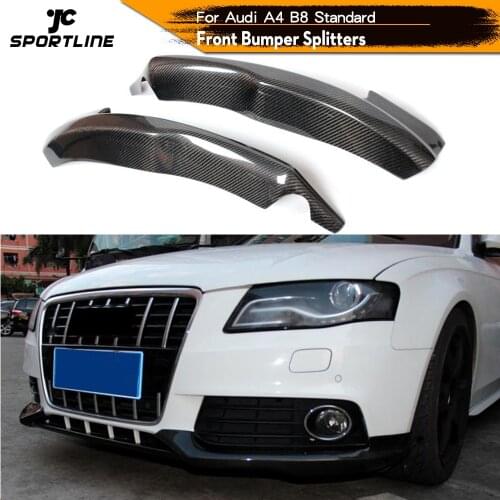 2PCS/Set Front Lip Splitters Flaps Aprons For Audi A4 B8 2009 - 2015 Standard Bumper Non-Sline Bumper Carbon Fiber