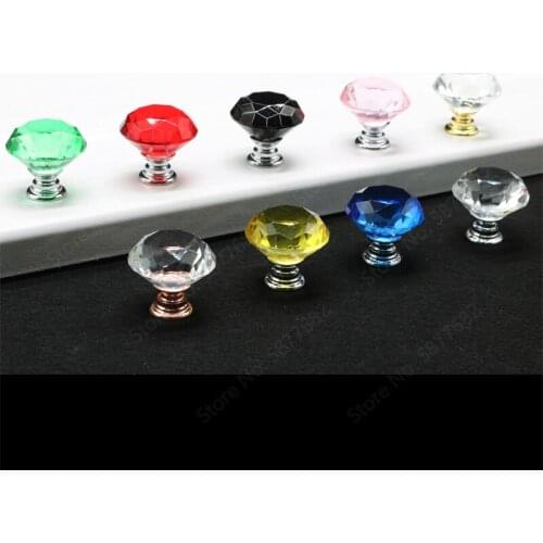 30mm Diamond Shape Design Crystal Glass Knobs Cupboard Pulls Drawer Knobs Kitchen Cabinet Handles Furniture Handle Hardware