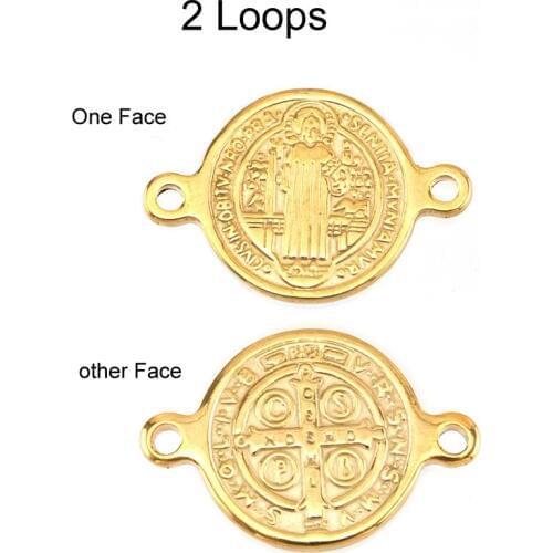 The Saint Benedict medal San Benito stainless steel The father small charms tags round 1/2/3 loops Pendant 50pcs