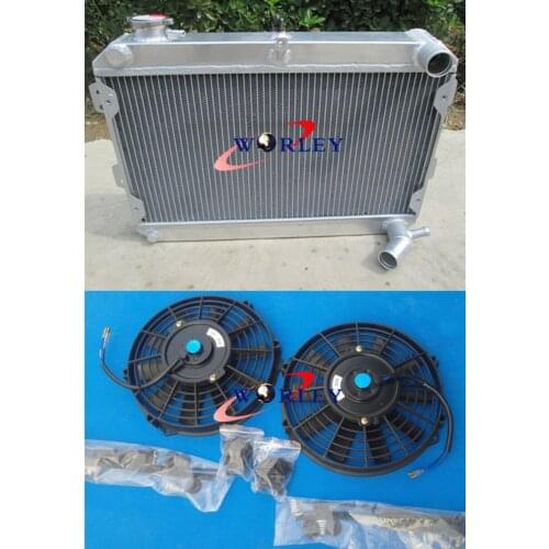 Aluminum Radiator +fan 1979-1985 FOR Mazda RX-7 RX7 S1 S2 S3 MT 80 81 1982 1983 1984
