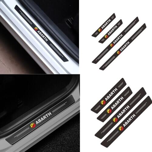 Car styling 4PCS Car Door Threshold Carbon Fiber Scuff Plate Sticker For Fiat Punto Abarth 500 124 Stilo Ducato Palio