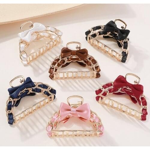 Bow Golden Hairpin Hair Claws Shark Clip Women Triangle Shaped Hair Clip Rope Shower Clip Headwear Crab Claw Hair Accessories