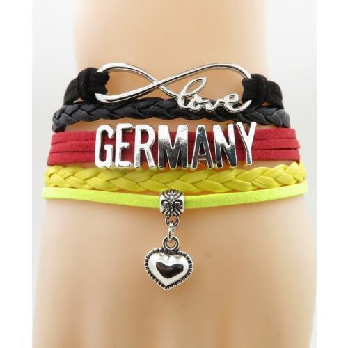 Infinity love Germany Bracelets heart Charm love Germany country bracelets & bangles for woman and man