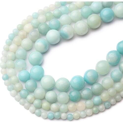 Natural Blue Amazonite Stone Beads Round Loose Spacer Beads 4/6/8/10MM For Jewelry Making Fit DIY Bracelet/Necklace Accessories