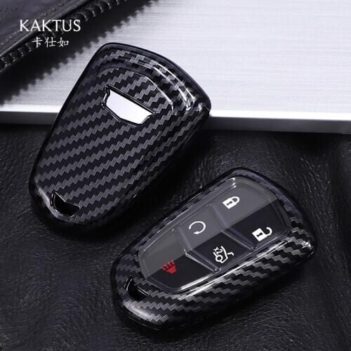 PC+Carbon fiber Car Key Case Key Cover For Cadillac ESV Escalade CTS XTS SRX ATS 2015 2016 2017 2018 CT5 XT5 XT6