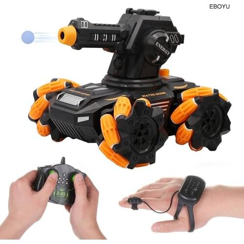 EBOYU SY019 RC Tank Car 2.4Gz Remote Control Water Boom Armored Stunt Tank Toy w/ 180 Rotating Turret & 360 Rotating Vehicle RTR