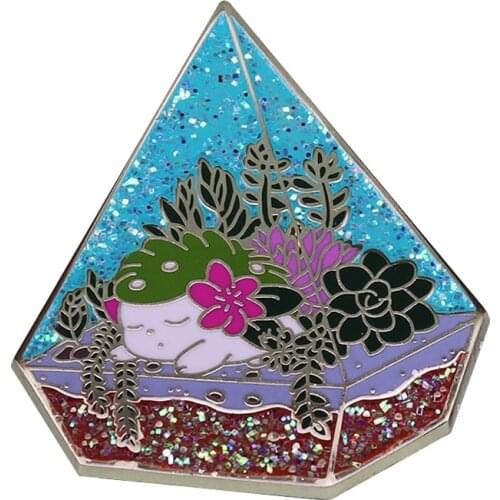 Sleeping little baby in a glitter pyramid bed enamel pin gorgeous floral brooch fantasy accessories