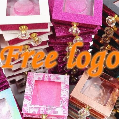Flip with crystal handle Eyelash Packaging Box Bulk Wholesale Custom 3D Mink Lashes Boxes Packaging With Logo Makeup Set Eyelash