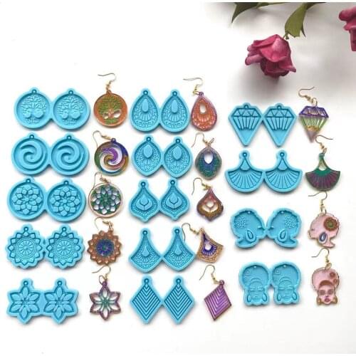 Earring Pendant Resin Molds Crystal Silicone Molds Earrings Epoxy Resin Dried Flower Jewelry Making Casting Mold Jewelry Tools