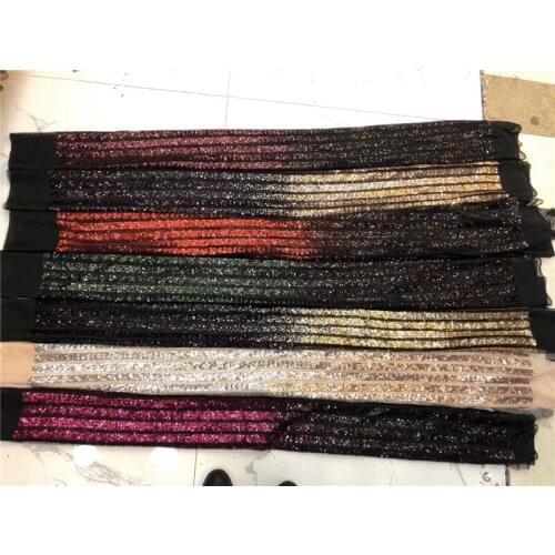 French strip sequins Fabric High Quality African Laces Fabric Nigerian Wedding With Sequins 3JRB-204513 Sewing Women Dress