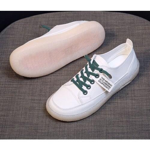 Womens Flat Shoes Fashion Breathable Sneakers Woman Casual Shoe Cowhide Lerther Ladies White Platform Female Trainers Footwear