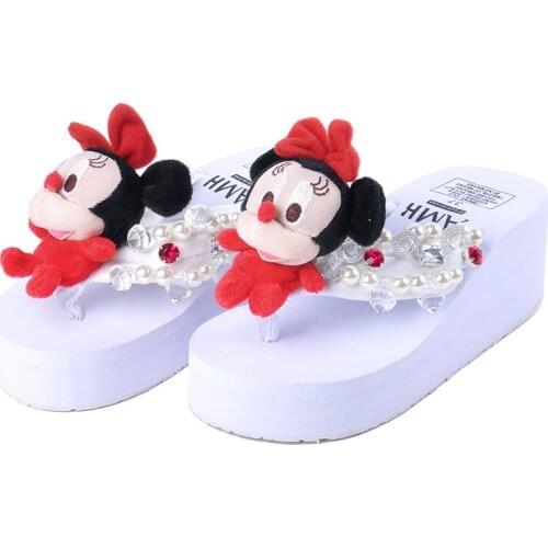 Disney summer cartoon light and cute flip flops girl flat student flip-flop sandals and slippers seaside vacation beach shoes
