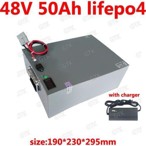 GTK Lifepo4 battery 48v 50ah lithium with BMS for 1500W 2000W bateria Circuit board tricycle motor boat car scooter + 5A charger
