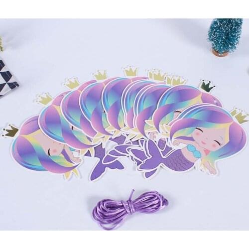 Cartoon Mermaid Banners Girl Little Mermaid Party Decoration Wedding Birthday Party Garland Bunting Flag