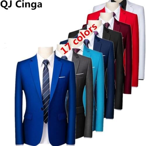 White Single Button Formal Blazer Jacket Mens Fashion Slim Blazer Coat Business/Wedding/Party Dress Suit Jaqueta