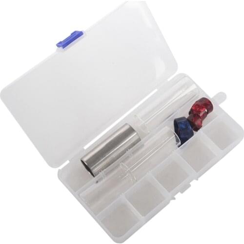 Guitar Slides Set Includes 3 Size Glass Slide, 1 Piece Stainless Steel Slide And 4 Pieces Plastic Thumb & Finger Picks With Plas