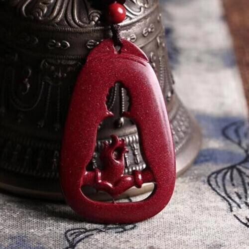 NATURAL CINNABAR BUDDHA HAND PENDANT NECKLACE DROP SHIPPING LUCKY AMULET WOMENS AND MENS JADE JEWELRY