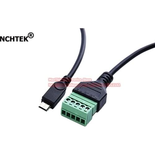 NCHTEK Micro USB 2.0 Male Plug to 5 Pin/Way Female Bolt Screw Shield Terminals Pluggable Type Adapter Cable/Free Shipping/10PCS