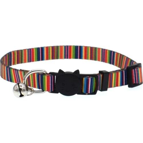 Cat Collar Nylon Safety Breakaway Kitten Collar Puppy Collars Bohemian Style Cats Products Quick Release Cat Necklace Bell