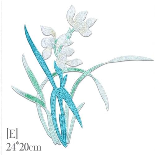 U005 Chinese Style The orchid Cloth Paste. Decorative Patches For Clothes/Bags/Beddin/Home Decoration.DIY ! Need To Hand Sewing