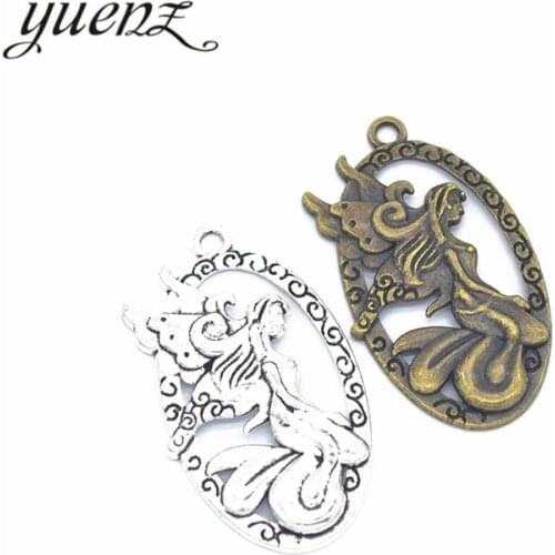 YuenZ 4pcs 2 color Antique Silver color angel Charms Zinc alloy Pendant Jewelry DIY Necklace earring 47*27mm I219